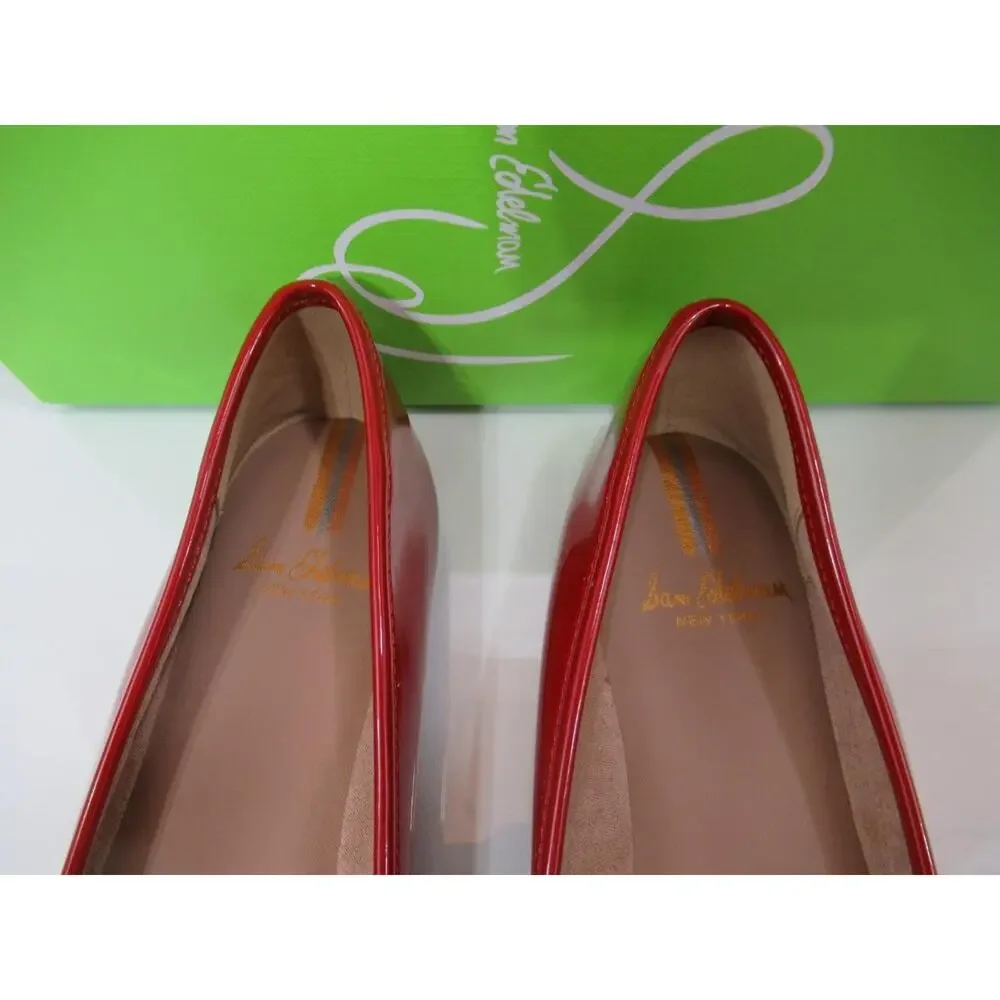 Sam Edelman Felicia Bow Detail Ballet Flat Shoes Lux Red Patent Size 7.5